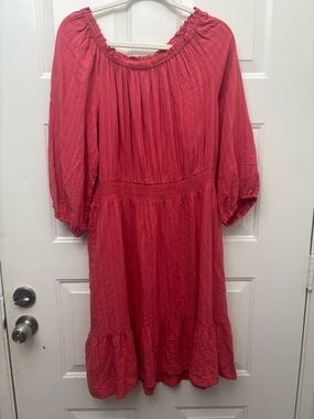 Knox Rose Coral Red Off-Shoulder Midi Dress